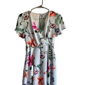 Express Pink and Red Floral Maxi Dress with Flutter Sleeves